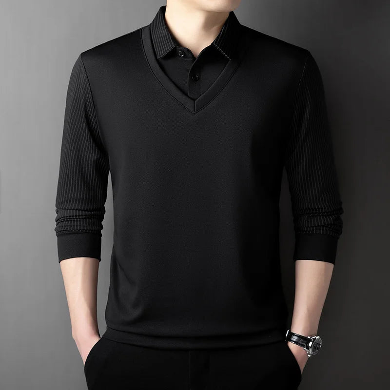 Herren Poloshirt POLO Shirt T-Shirt Langarm Zipper Hemd Fashion Polohemd Top NEU