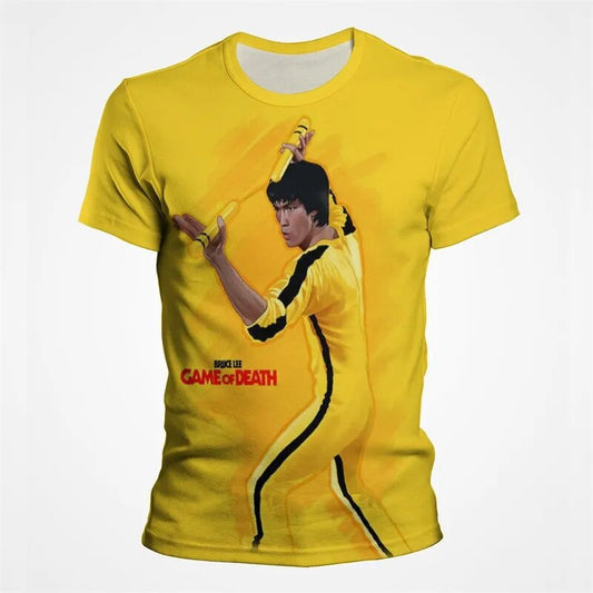 Herren Fashion Vintage Kung Fu Star 3D T-Shirt Rundhals Unisex Sommer Streetwear