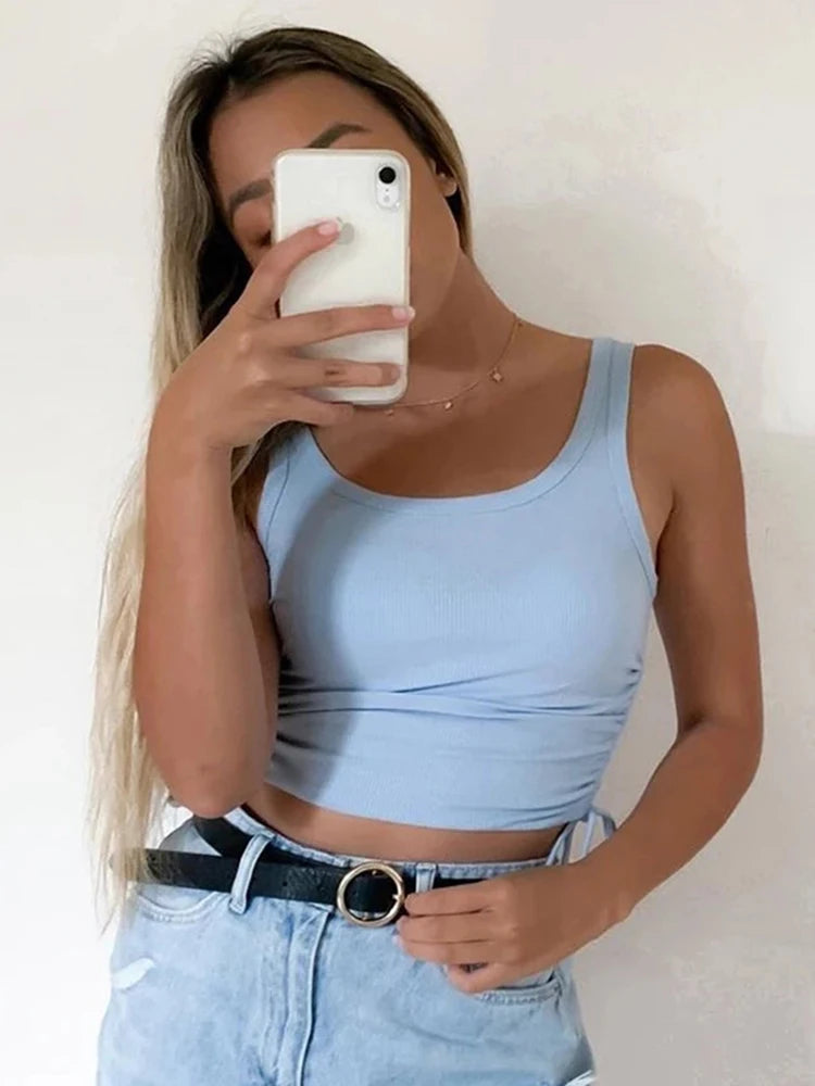 Damen Top Ärmellose Neckholder-Top Tank Top Shirt Trägertop Oberteil Blusen