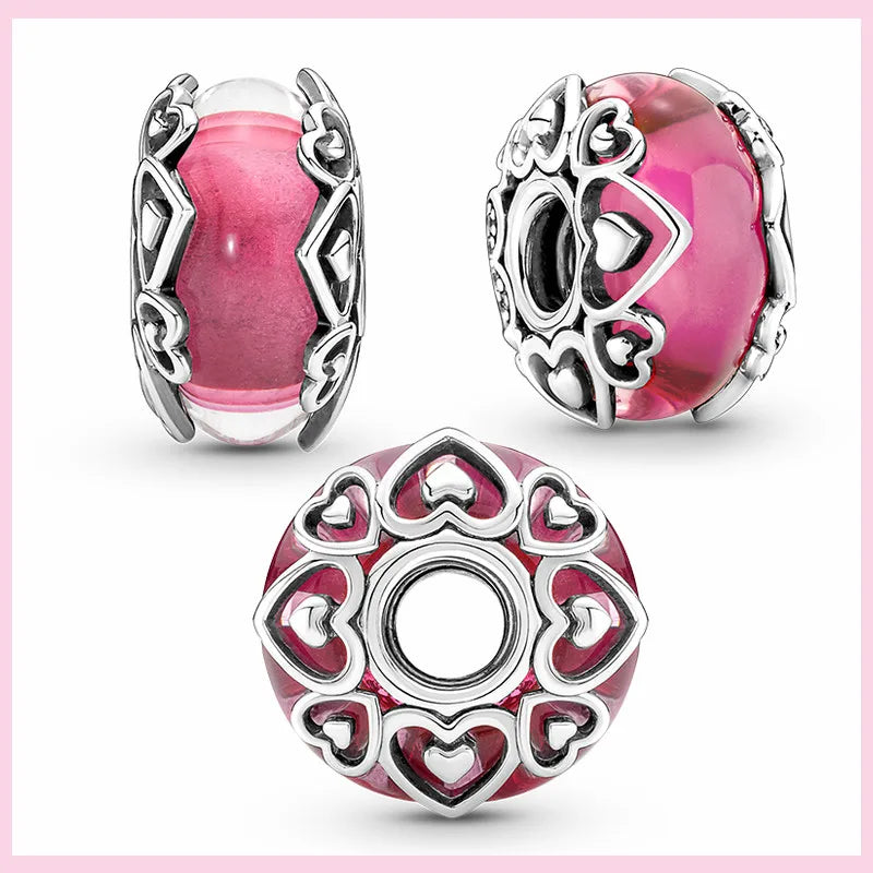 Charms Anhänger 925er Sterling Silber Armband Muranoglasperlen Damen Glas Beads