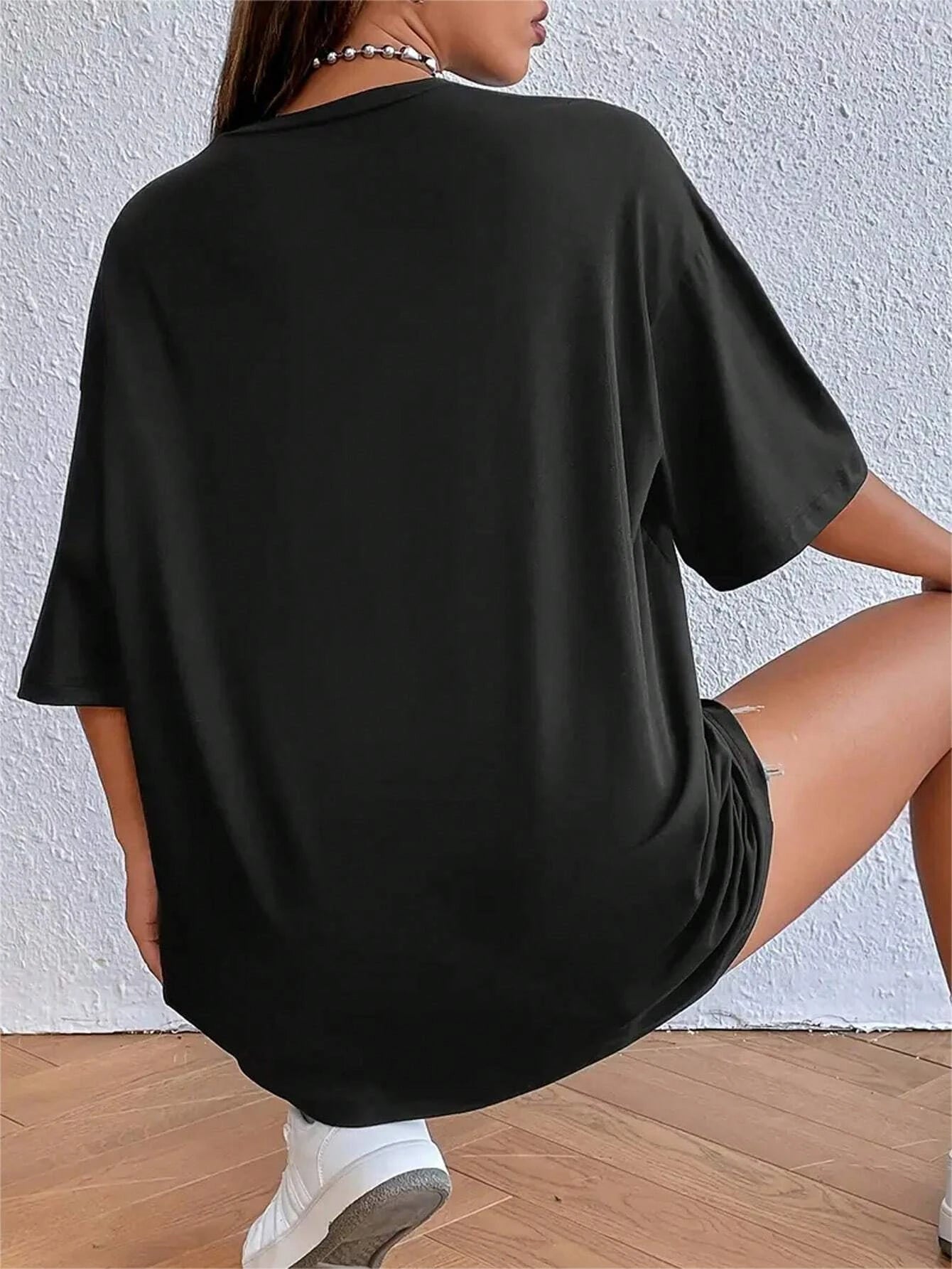 Damen Sommer Top Rich T-Shirt Rundhals Streetwear Baumwolle Damentop