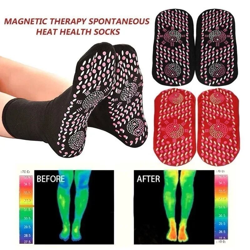 5 Selbsterwärmende Turmalin-Magnet Socken Therapie Magnetfeldtherapie Fußmassage