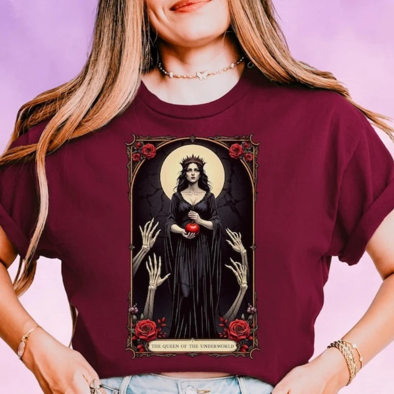 Damen Sommer Top Gothic T-Shirt Rundhals Streetwear lockeres Damentop Bluse