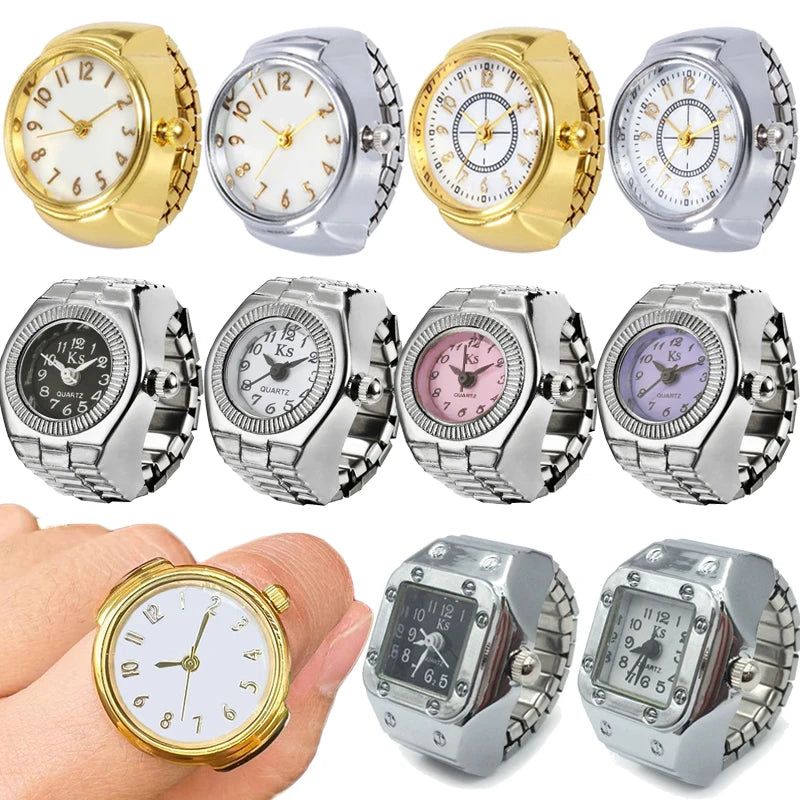 Fashion Fingeruhr Ringuhr Punk Finger Mini Uhr Quarzuhr Ring Herren Damen
