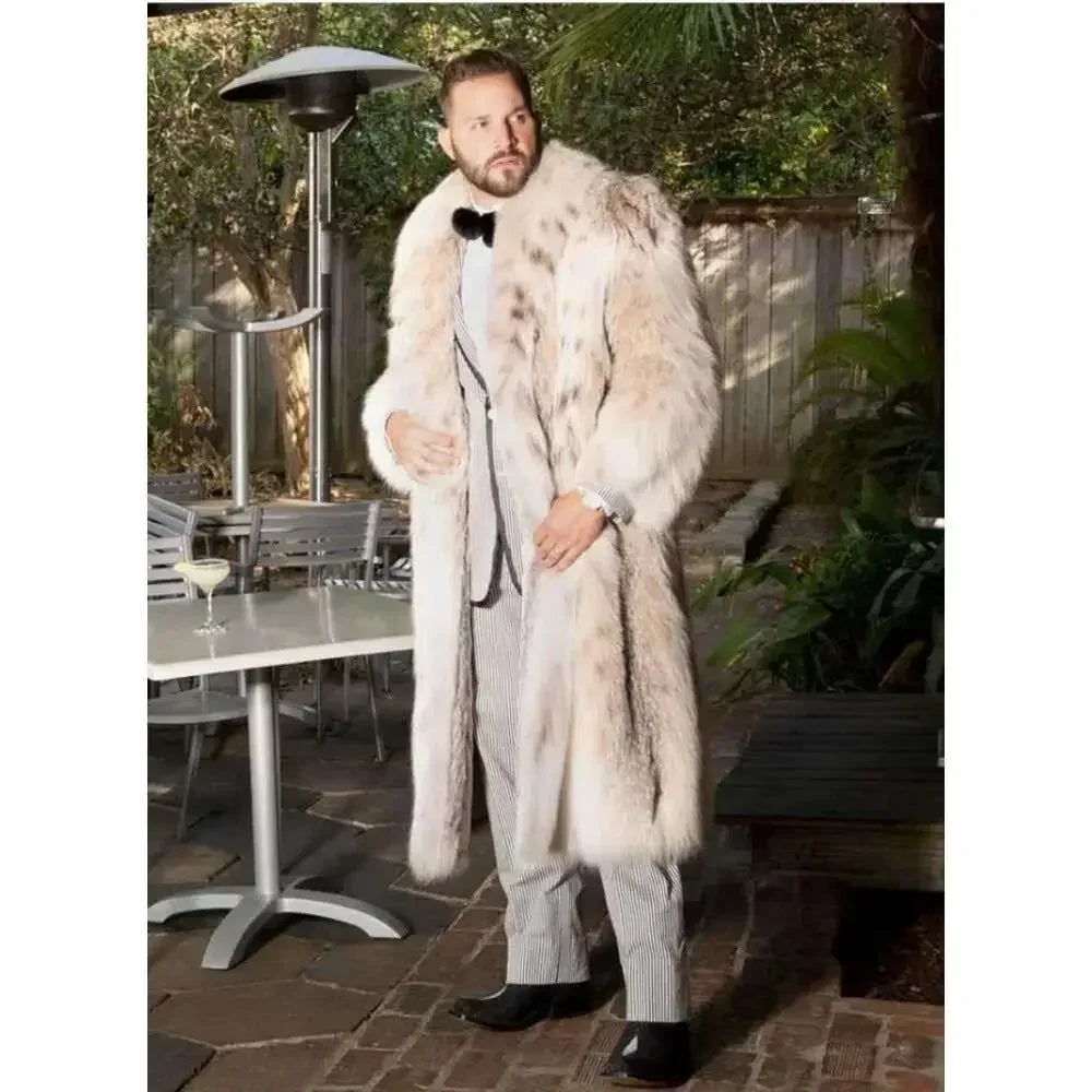 Herren Wintermantel Pelzmantel Kunstpelzmantel Herrenmantel Kunstpelz Mantel