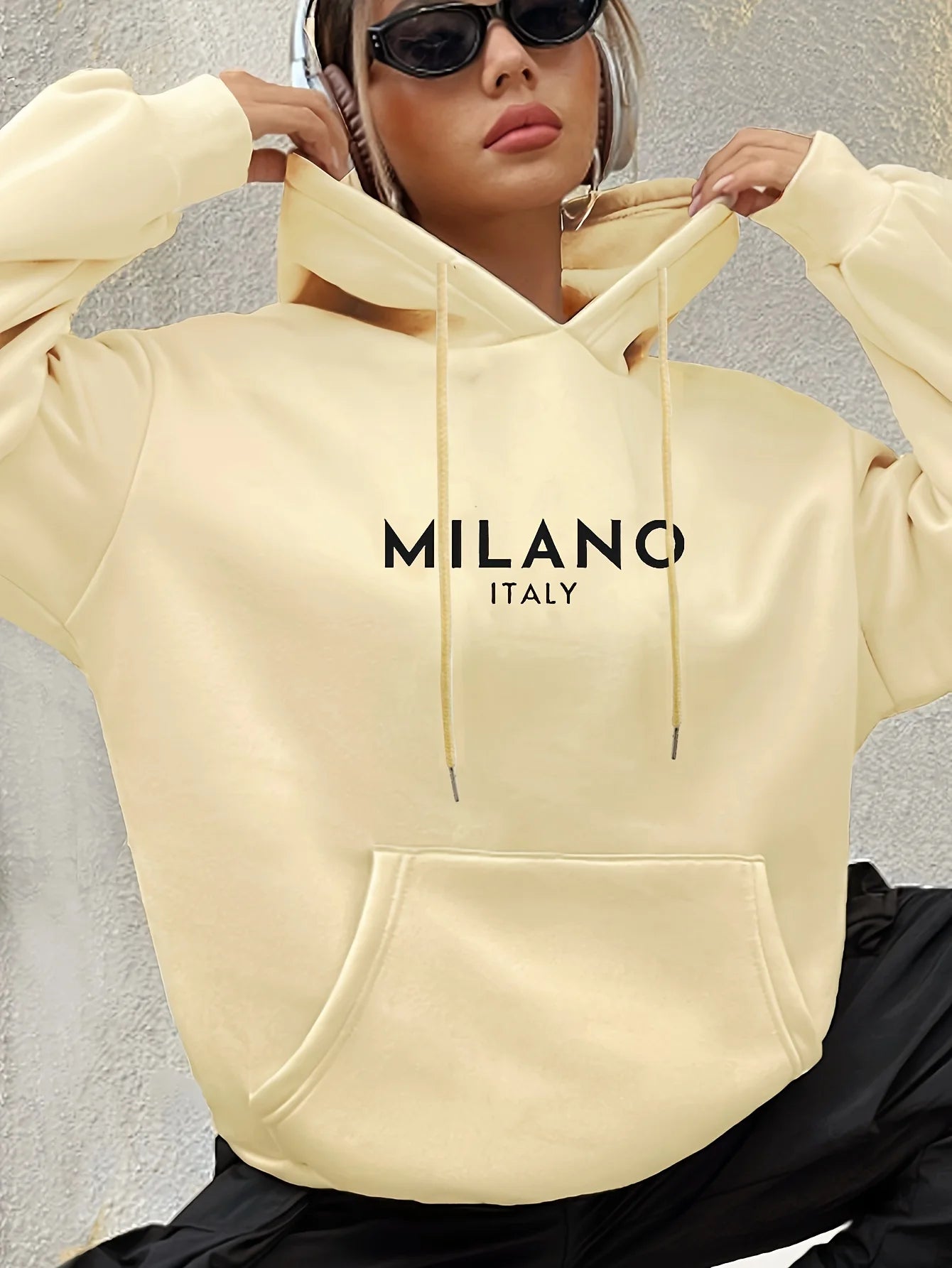 Milano Kapuzenpullover Sweatshirt Hoodie Pulli Damen Kapuzenpulli Streetwear