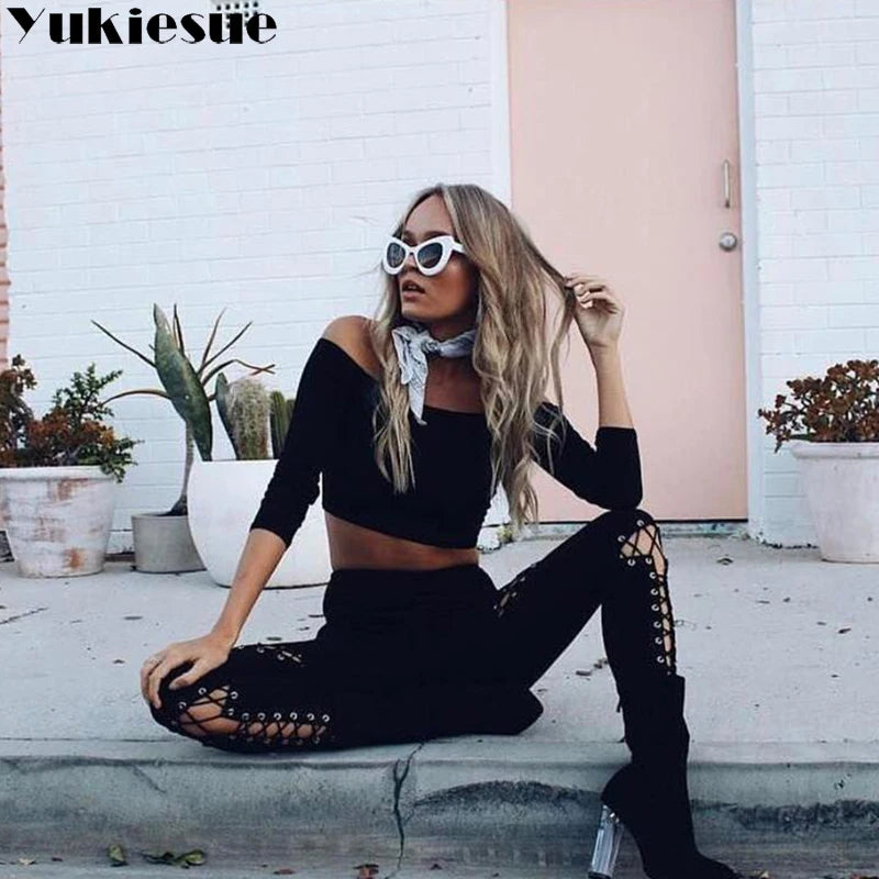 Damen Velour Kunstleder Leggings Bandage Hose Stretch Leggins Sexy Bleistift