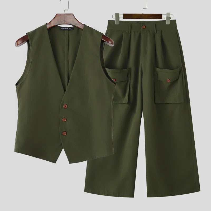 2 Tlg Set Männer Hose Weste Haremshosen Pumphosen Pluderhosen Hosenrock Herren