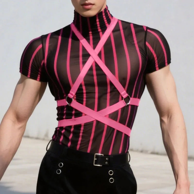 Maglietta Uomo Shirt T-Shirt Canottiera Camicia Maglia Sexy Body Trasparente Top