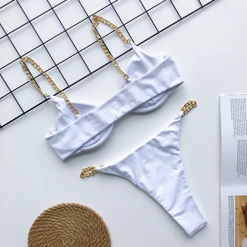 Frauen Bademode High Cut Bikini Set Sexy Push Up Badeanzug Damen Tanga Swimwear
