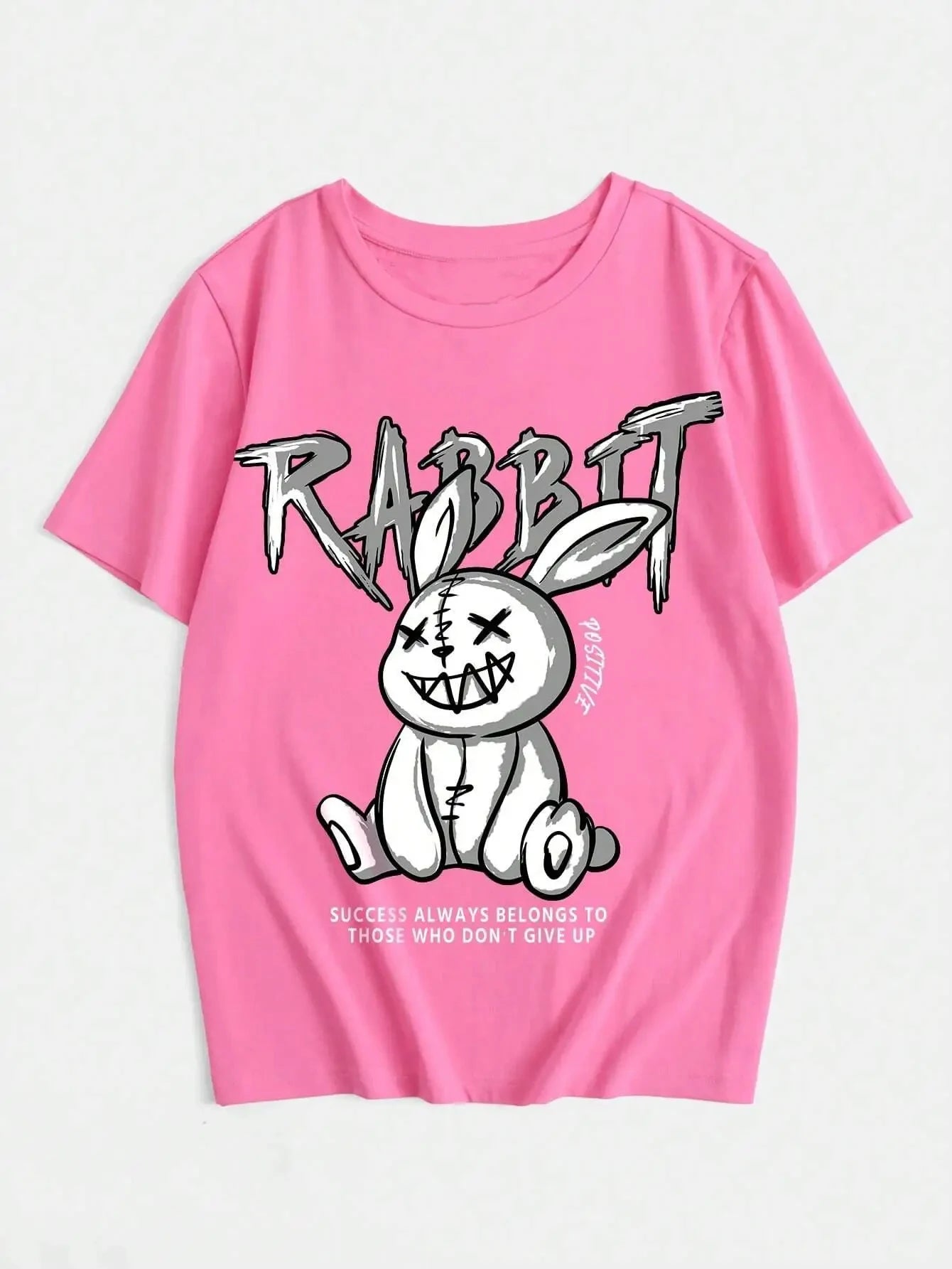 Damen Sommer Top Rabbit T-Shirt Rundhals Streetwear Baumwolle Damentop Shirt