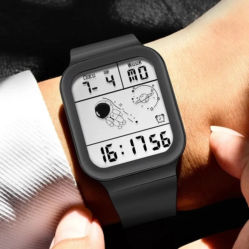 Herren Armbanduhr Digital Uhr Silber Edelstahl Quarzuhr Luxus LED Chronograph