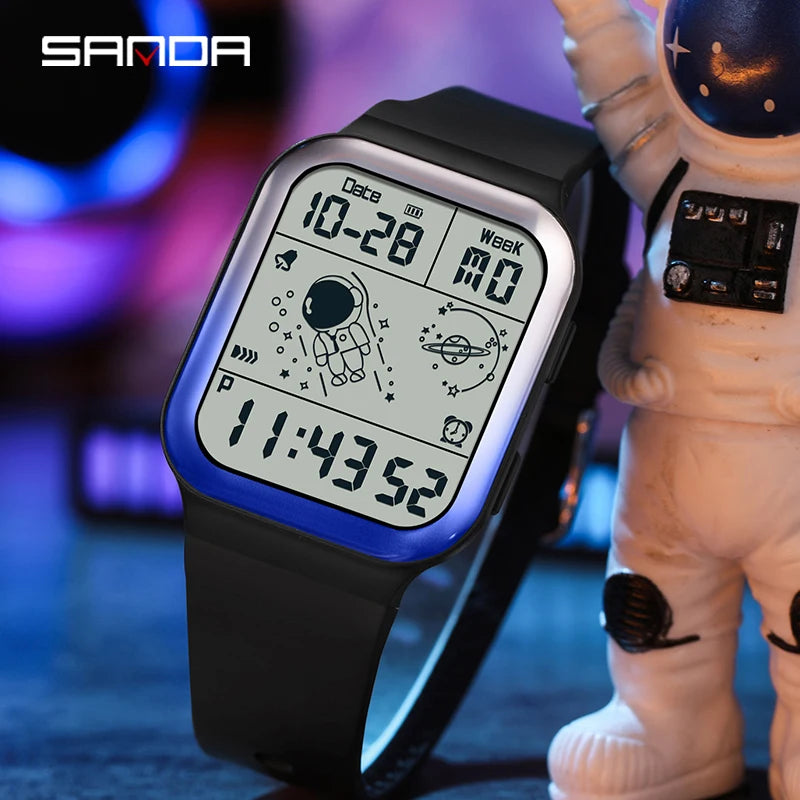 Herren Armbanduhr Digital Uhr Silber Edelstahl Quarzuhr Luxus Chronograph