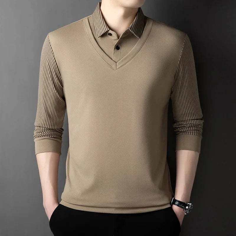 Herren Poloshirt POLO Shirt T-Shirt Langarm Zipper Hemd Fashion Polohemd Top NEU