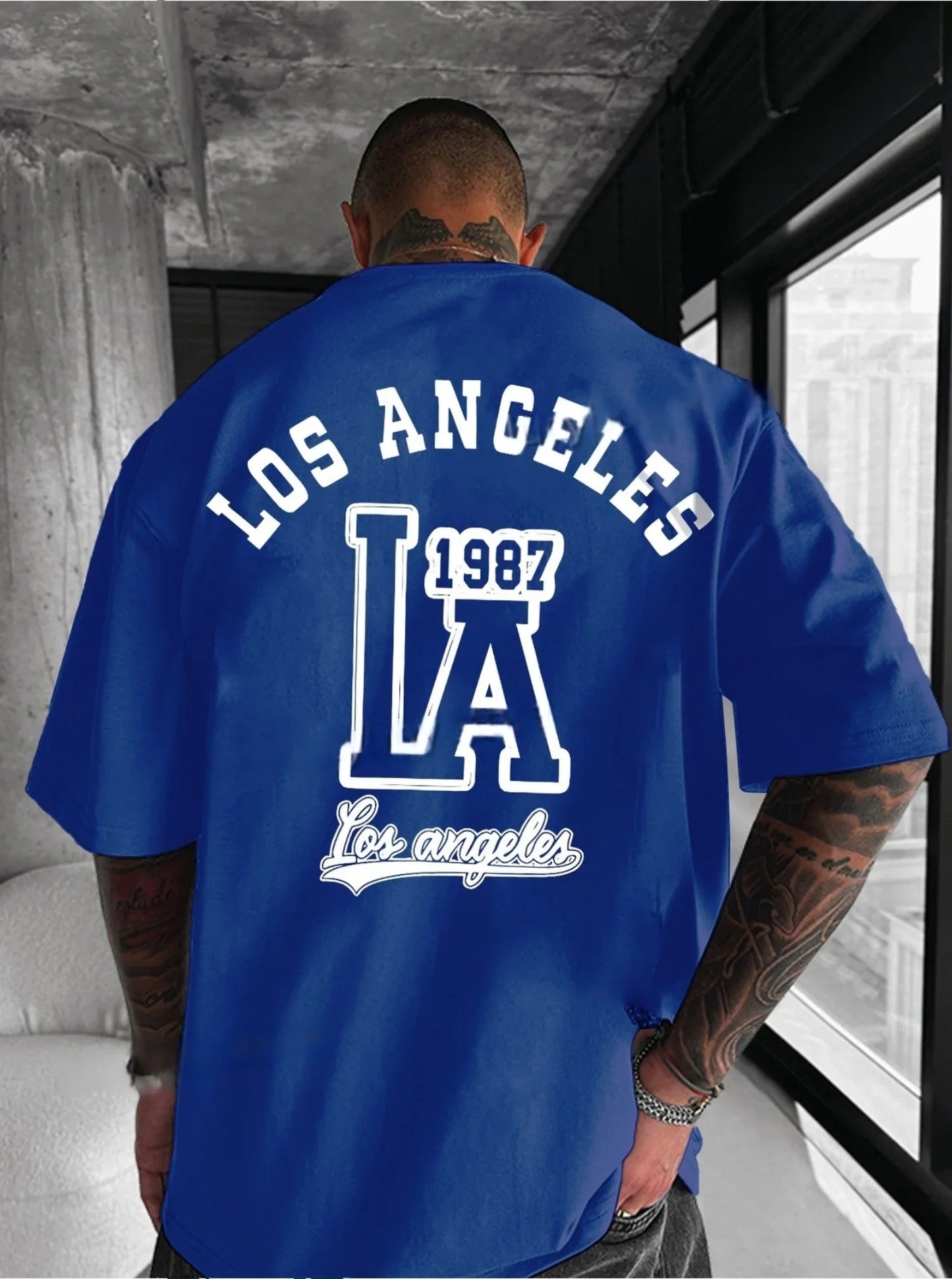Herren T-Shirt Los Angeles Shirt Rundhals Streetwear Tank Top Hemd Polohemd