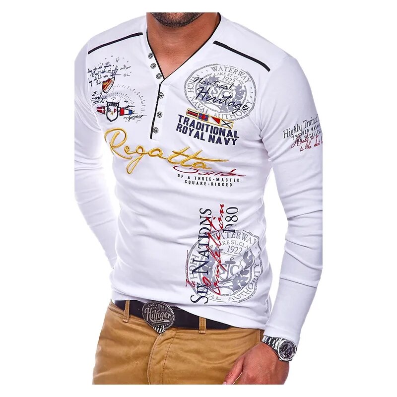 Herren Poloshirt POLO Shirt Zip Kontrast Kragen Langarm Slim Fit Hemd Polohemd Neu