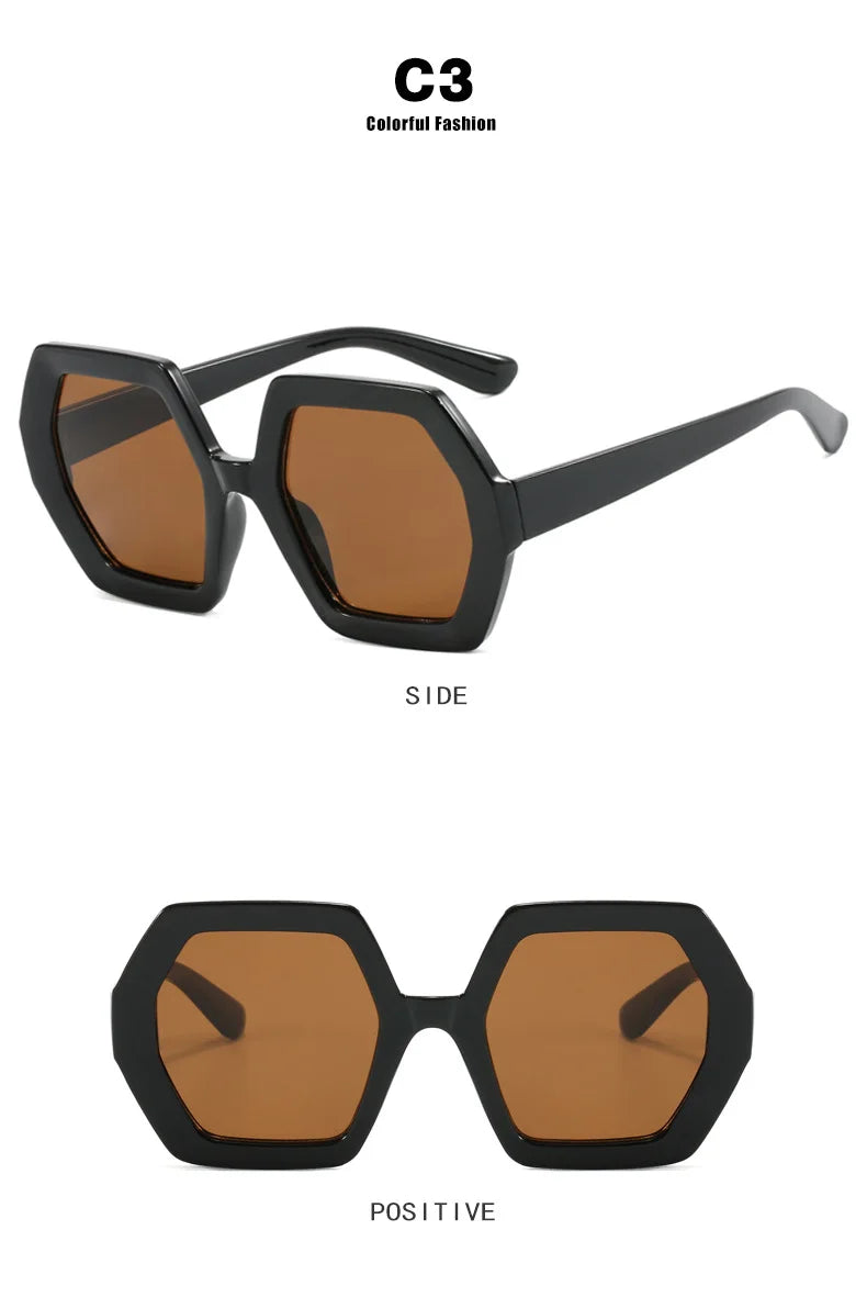 Damen Sonnenbrille Designer Luxus Brille Runde Übergröße Gläser Vintage UV400