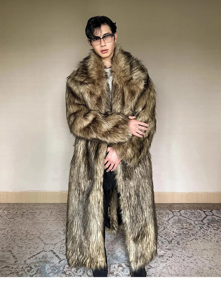 Herren Wintermantel Pelzmantel Kunstpelzmantel Herrenmantel Kunstpelz Mantel