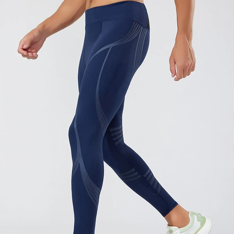 (S-2XL) Herren-Lauf-Kompressionsstrumpfhose, hochelastisch, schnell trocknend, Trainingshose mit Netztasche auf der Rückseite, Fitnessstudio, Training, enge Sporthose