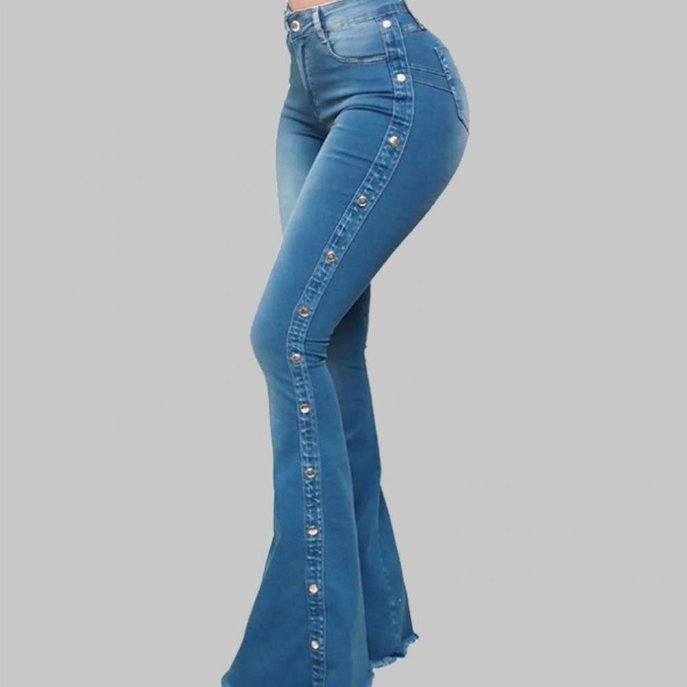 Damen Jeans Hose Bootcut Hüftjeans Schlaghose Flared Weites Bein Denim Stretch