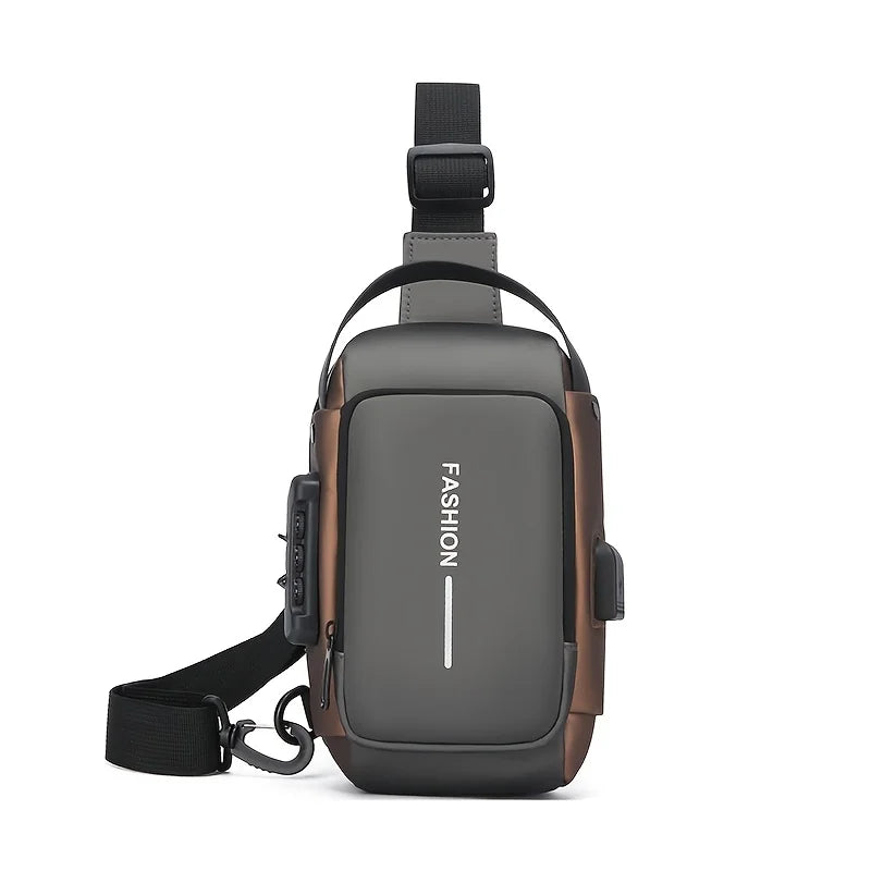Zaino Monospalla Borsa Da Petto Marsupio Per Uomo Borsello Moto con Porta USB