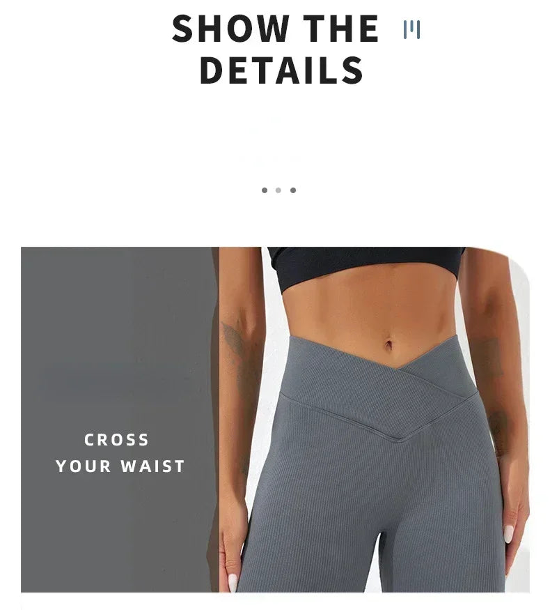 Sexy Schlank Ausgestelltes Hosen Kreuz Taille Legging Frauen Nahtlose Gym Laufen Radfahren Stricken Yoga Stretch Butt Lift Hohe Taille Hosen