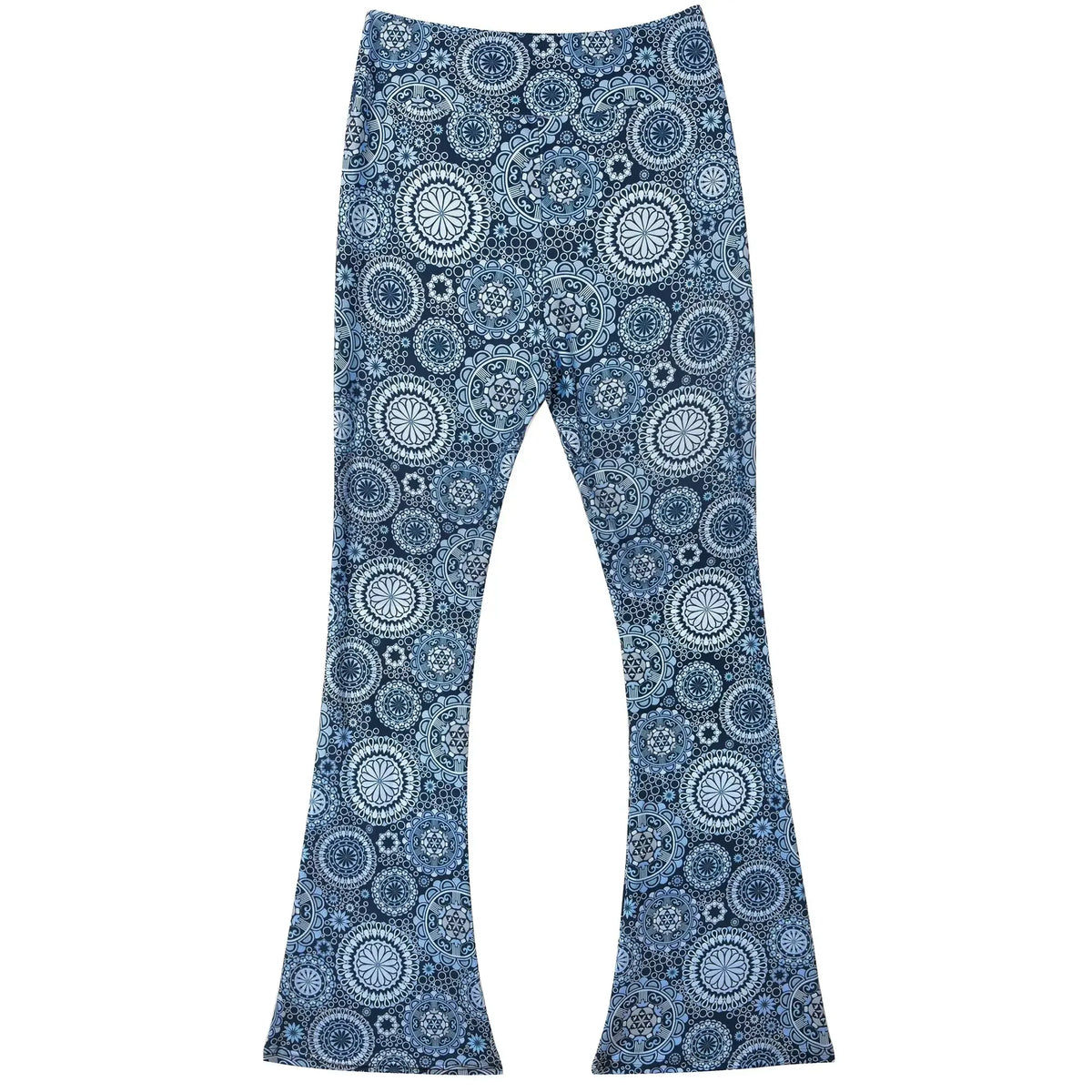 Damen Yoga Hose Bootcut Hüftjeans Schlaghose Flared Leggins Flower Power Retro