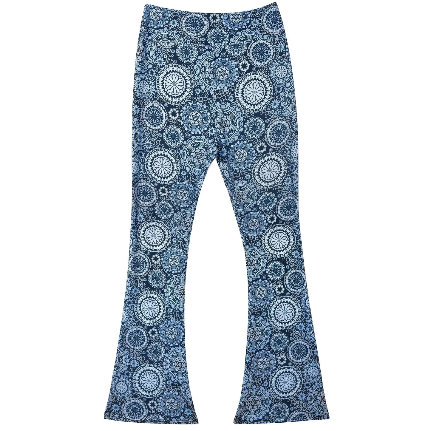 Damen Yoga Hose Bootcut Hüftjeans Schlaghose Flared Leggins Flower Power Retro