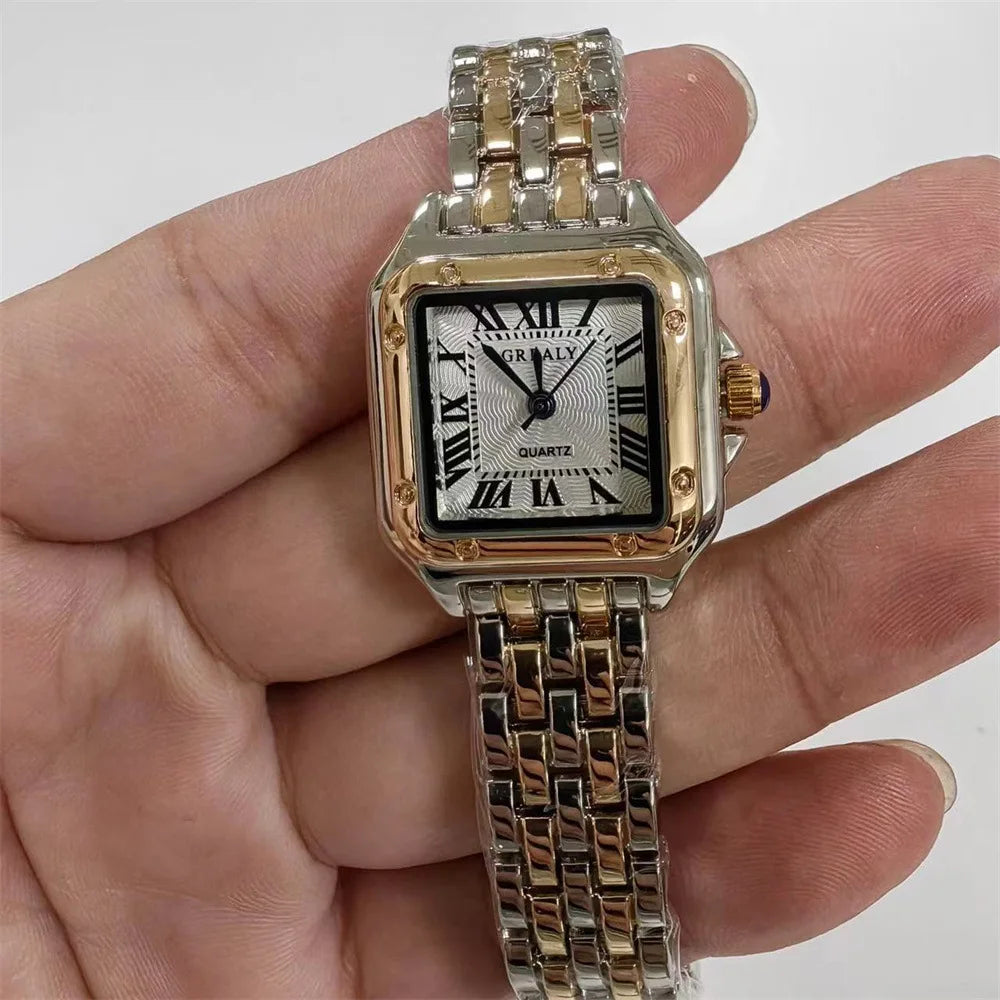 Damen Armbanduhr Armband Uhren Luxus Quarz Uhr Silber Gold Business Quarzuhr