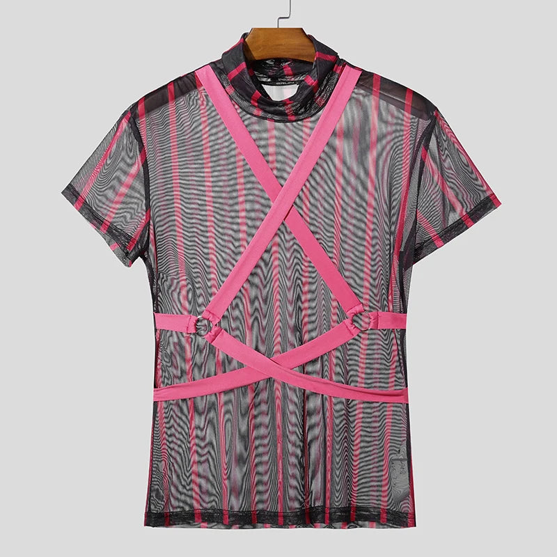 Maglietta Uomo Shirt T-Shirt Canottiera Camicia Maglia Sexy Body Trasparente Top