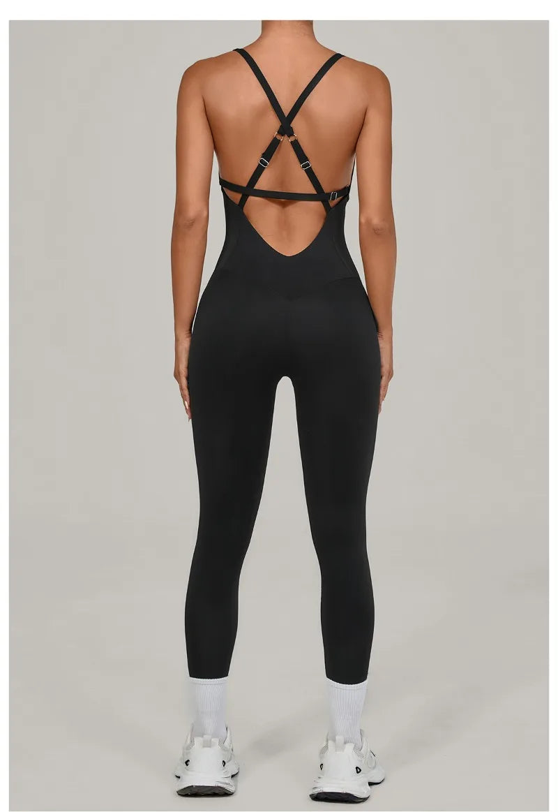 Tuta intera Sportiva Donna Rompers Pantaloni Yoga Palestra Sexy Jumpsuit Tutina