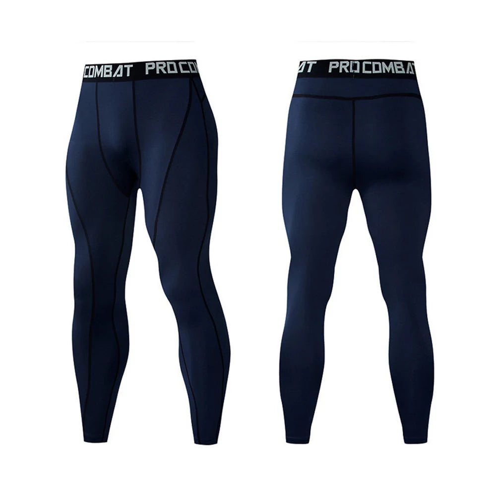 Pantaloni a Compressione da Uomo Leggings Calcio Corsa Palestra Leggins Calza