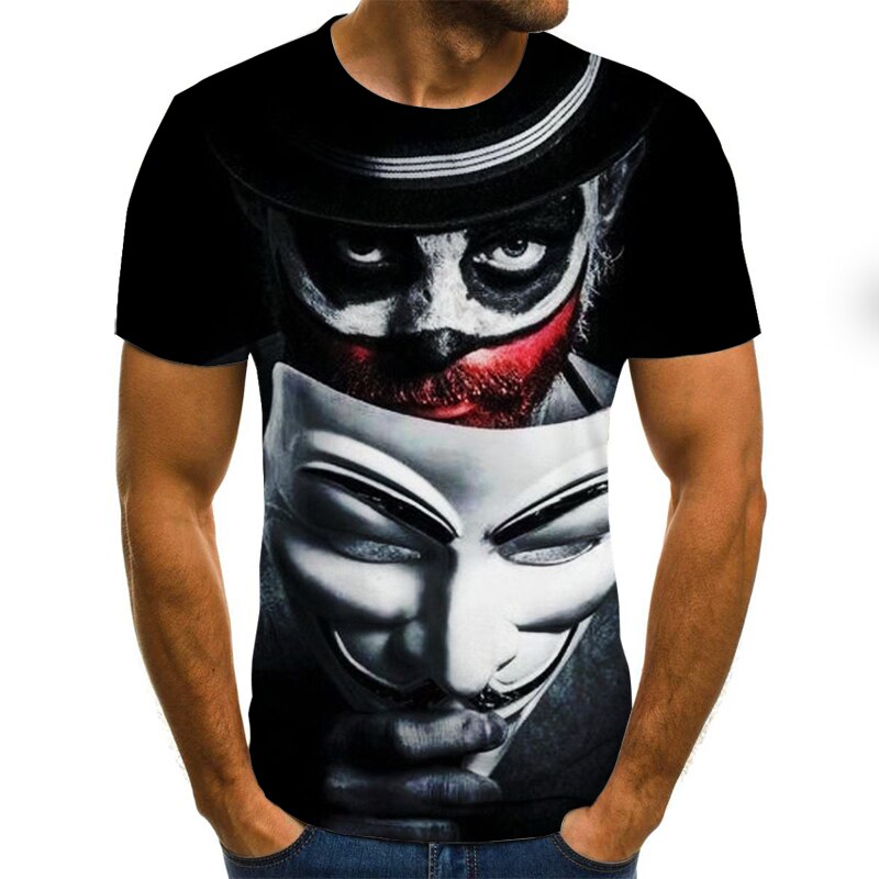 Herren Fashion Vintage  Joker 3D T-Shirt Rundhals Unisex Sommer Streetwear