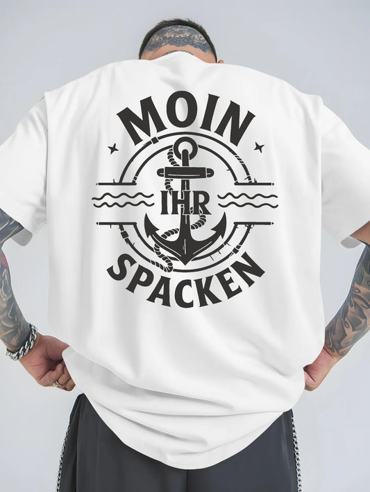 Herren T-Shirt Moin Spacken Shirt Rundhals Streetwear Tank Top Hemd Polohemd