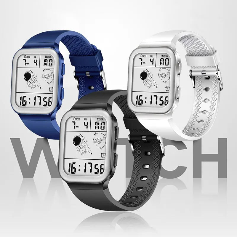 Herren Armbanduhr Digital Uhr Silber Edelstahl Quarzuhr Luxus LED Chronograph