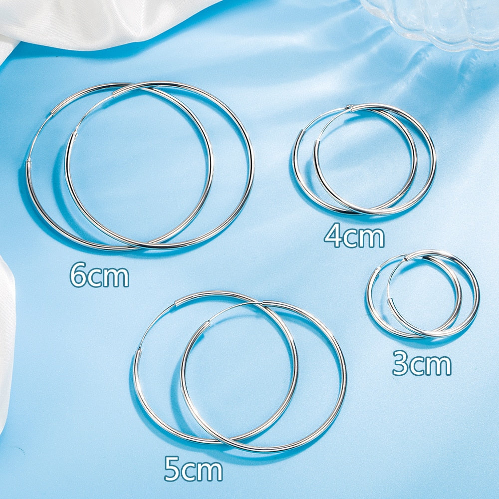 1 Paar Creolen aus 925 Sterling Silber Ohrringe 3/4/5/6CM Ohrschmuck Ohrstecker