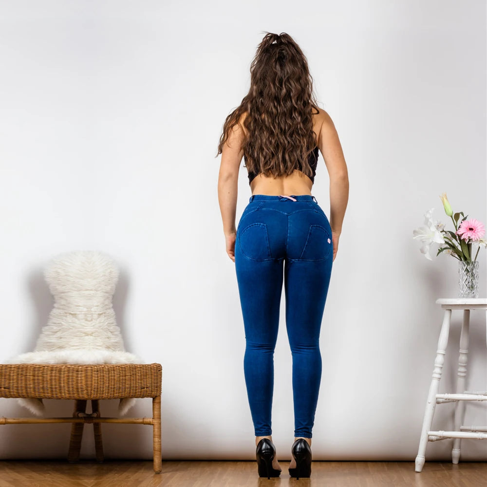 Jeanshose Stretchhose Damen Leggins Denim Look Jeggings Push Up  Jeans Hose