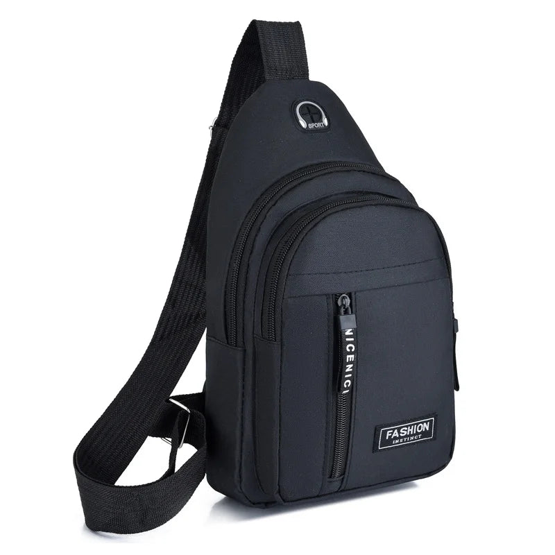 Zaino Monospalla Borsa Da Petto Marsupio Per Uomo Borsello Moto con Porta USB