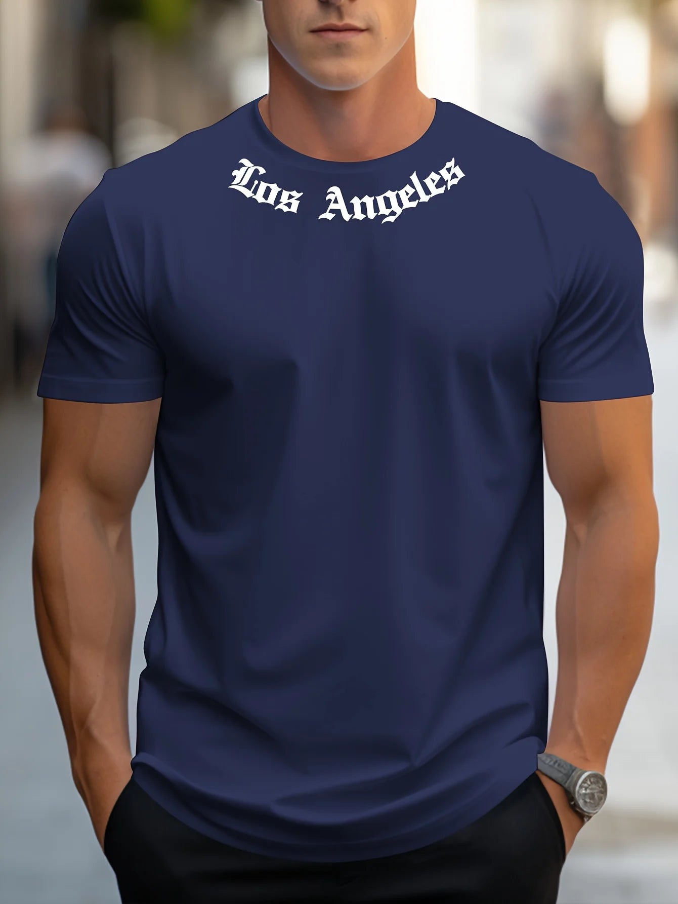 Herren T-Shirt Los Angeles Shirt Rundhals Streetwear Tank Top Hemd Polohemd
