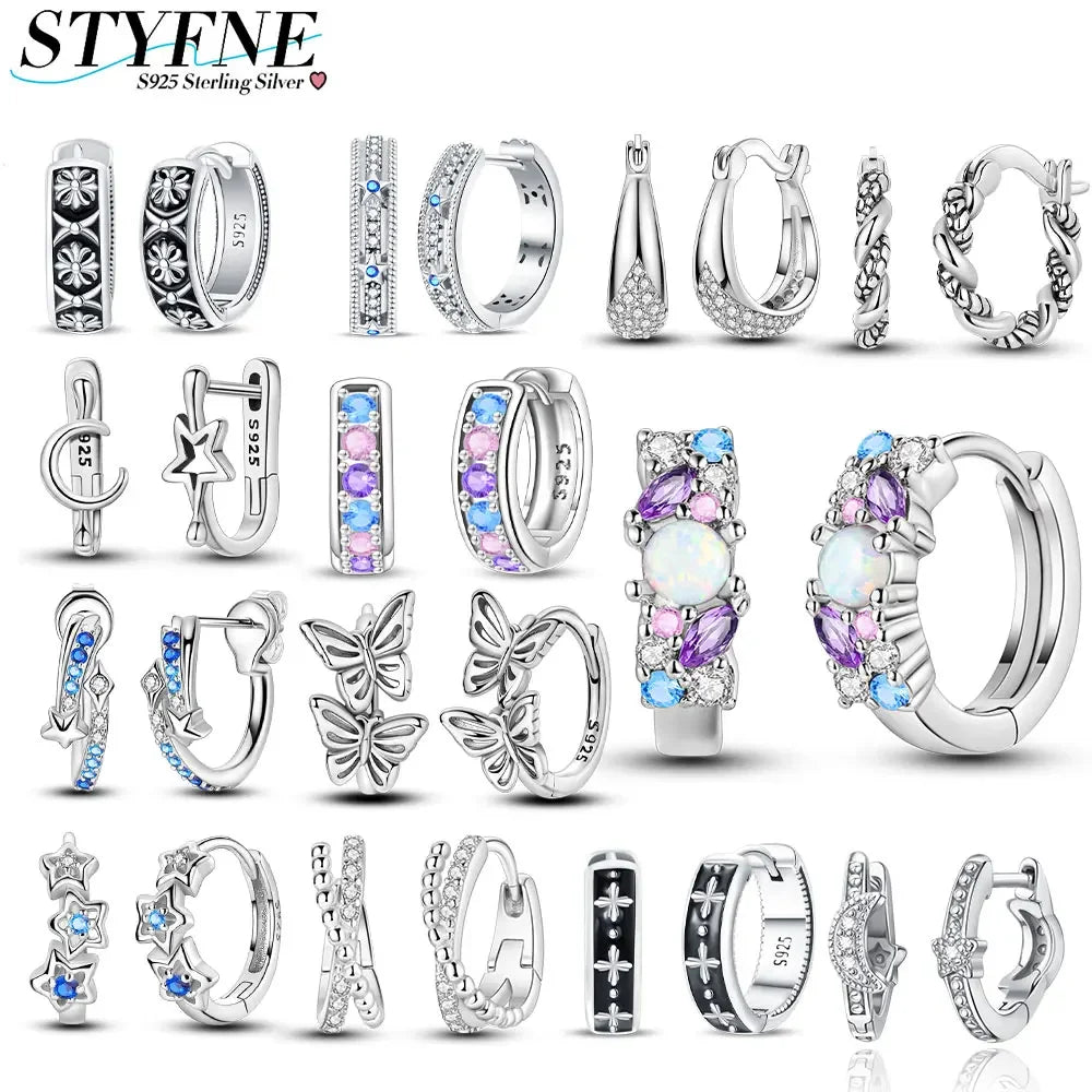Creolen 925 Silber Ohrringe Zirkonia | Hypoallergen | Luxus Ohrstecker Geschenk