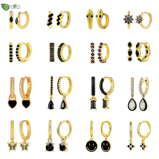 1 Paar Creolen aus 925 sterling Silber Gold Ohrringe Zirkonia Ohrstecker