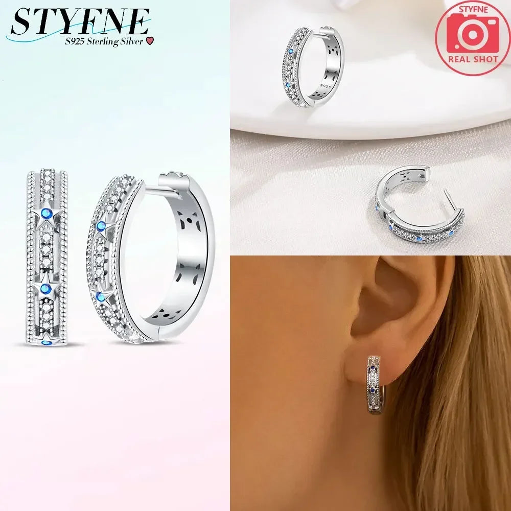 Creolen 925 Silber Ohrringe Zirkonia | Hypoallergen | Luxus Ohrstecker Geschenk