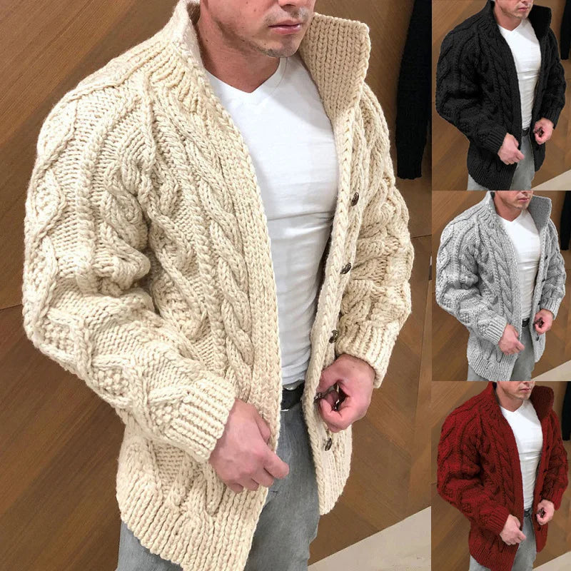 Herren Herbst Jacke Übergangsjacke Sweatjacke Sweater Strickjacke mit Zopfmuster