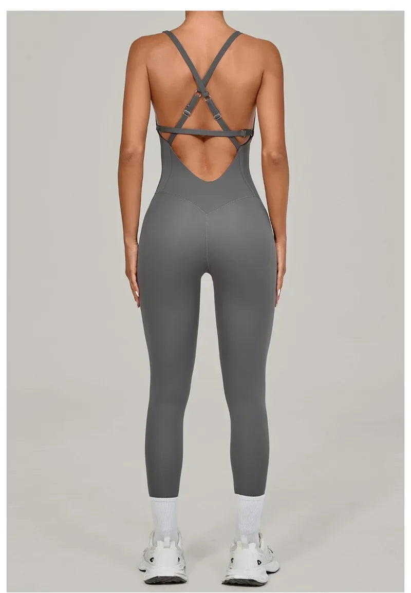 Tuta intera Sportiva Donna Rompers Pantaloni Yoga Palestra Sexy Jumpsuit Tutina