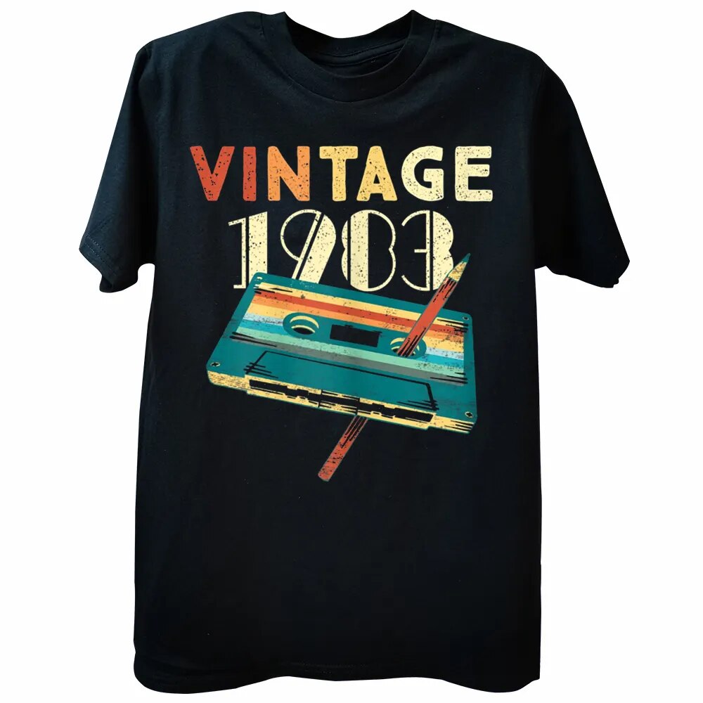 Herren Fashion Vintage 80er 3D T-Shirt Rundhals Unisex Sommer Streetwear
