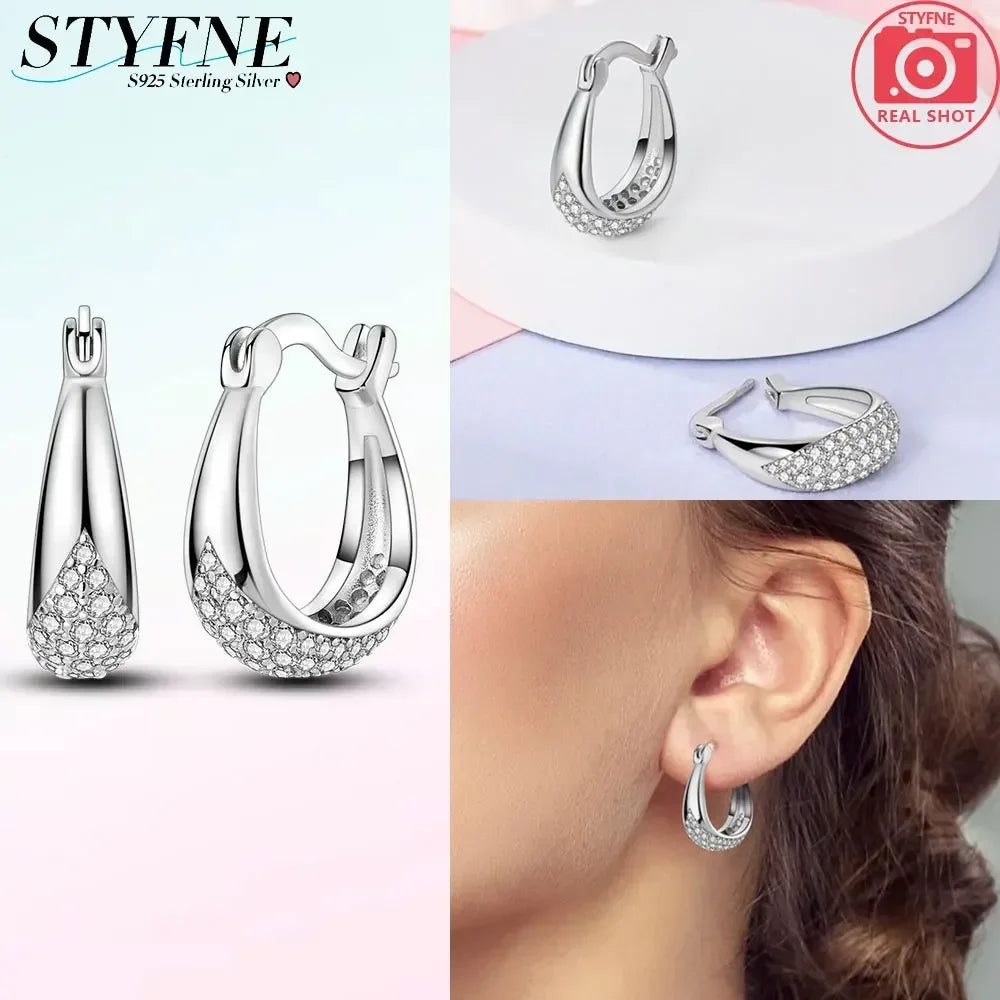 Creolen 925 Silber Ohrringe Zirkonia | Hypoallergen | Luxus Ohrstecker Geschenk
