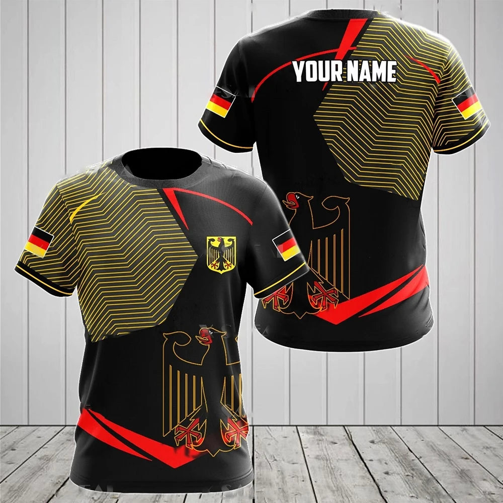 Herren Fashion Deutschland Vintage 3D T-Shirt Rundhals Unisex Sommer Streetwear