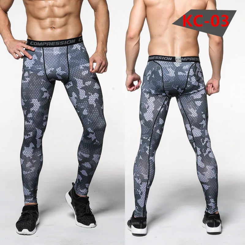 Pantaloni a Compressione da Uomo Leggings Calcio Corsa Palestra Leggins Calza