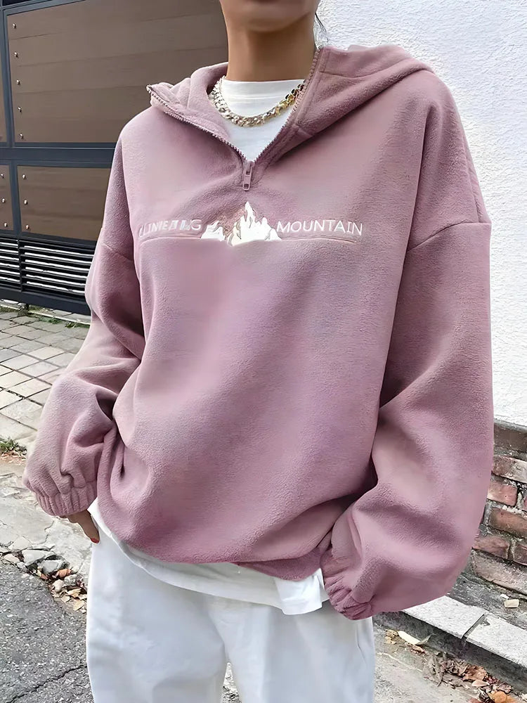 Felpa Donna  Giacca Sportiva Tuta Maniche Lunghe Cappuccio Maglia Shirt Fleece