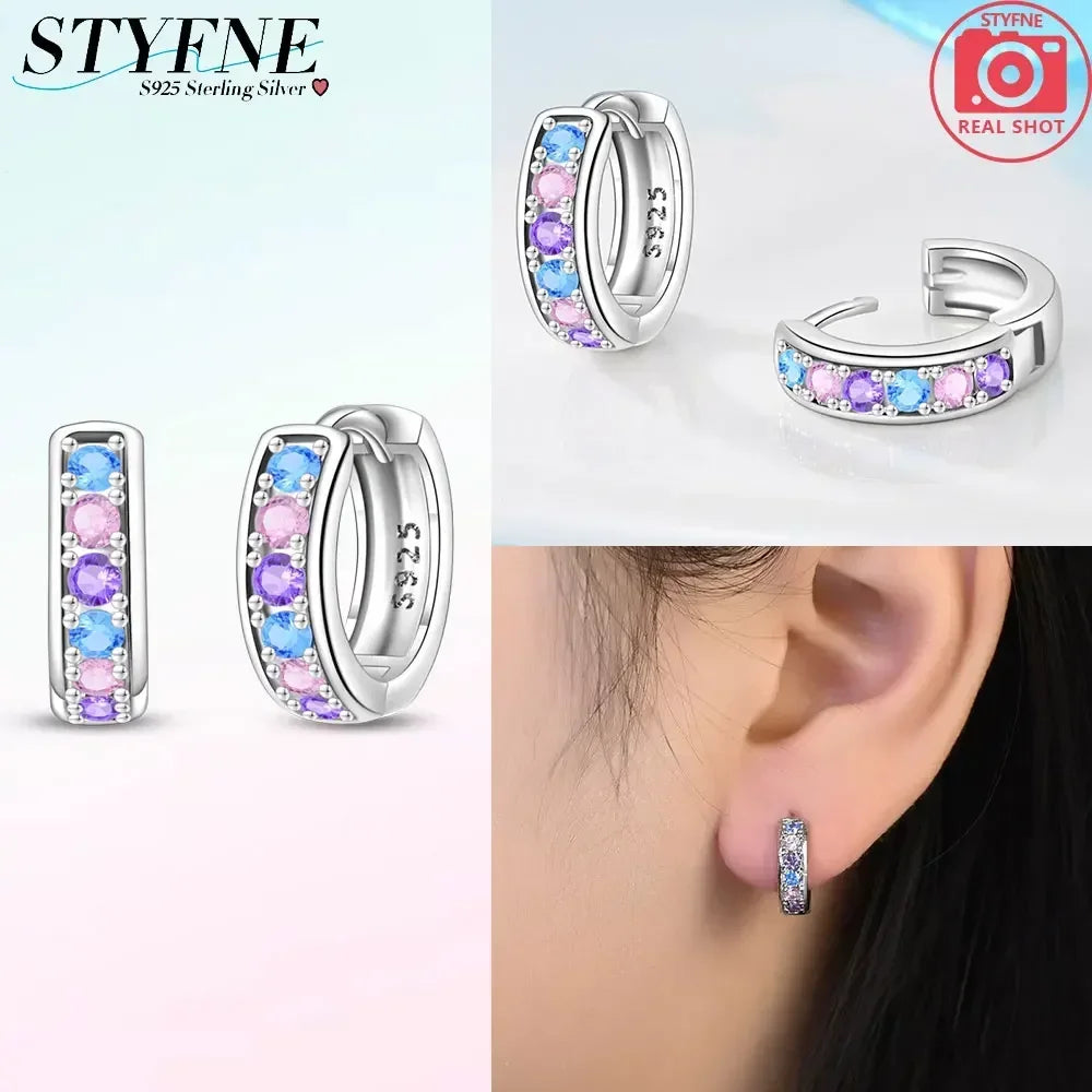 Creolen 925 Silber Ohrringe Zirkonia | Hypoallergen | Luxus Ohrstecker Geschenk